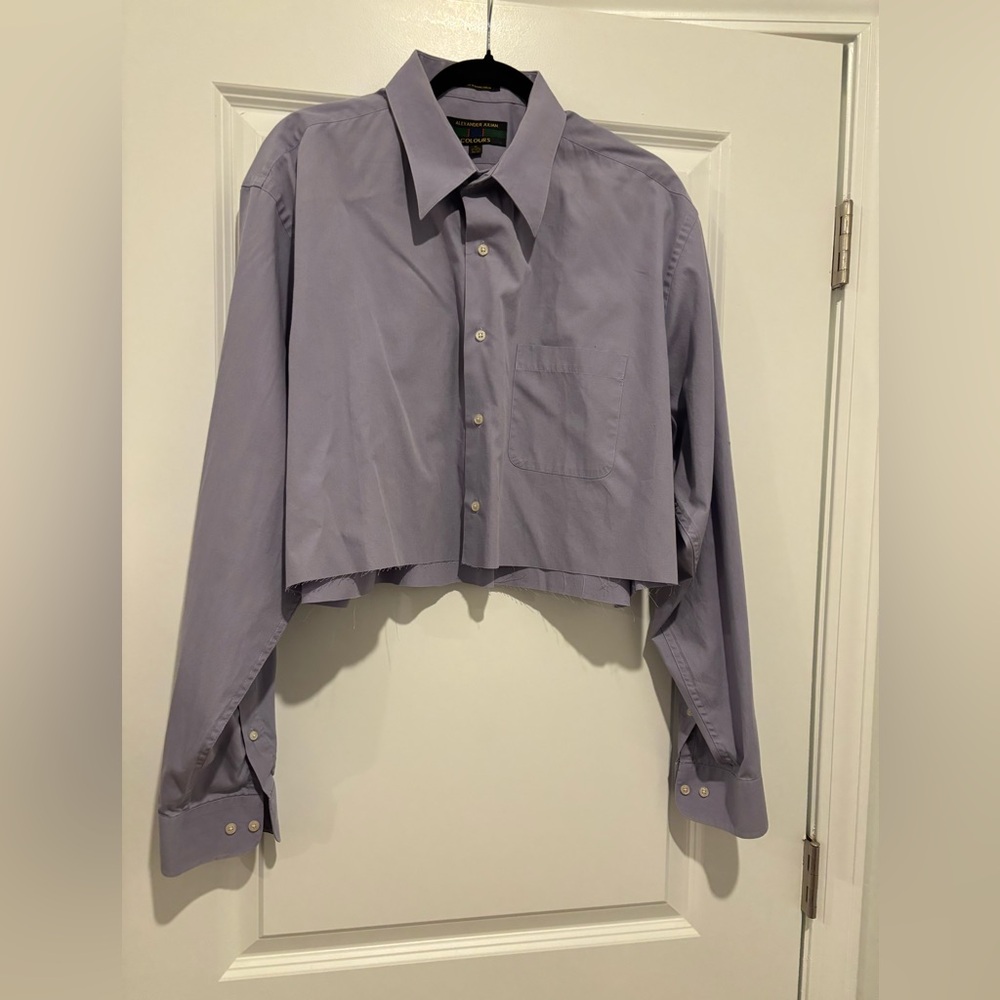 Lavender Cropped Button-Up Shirt